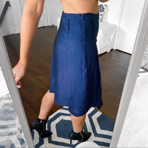 🔷 CAMAIEU ROYAL BLUE SILKY HIGH WAIST SKATER SKIRT! - Picture 3 of 9